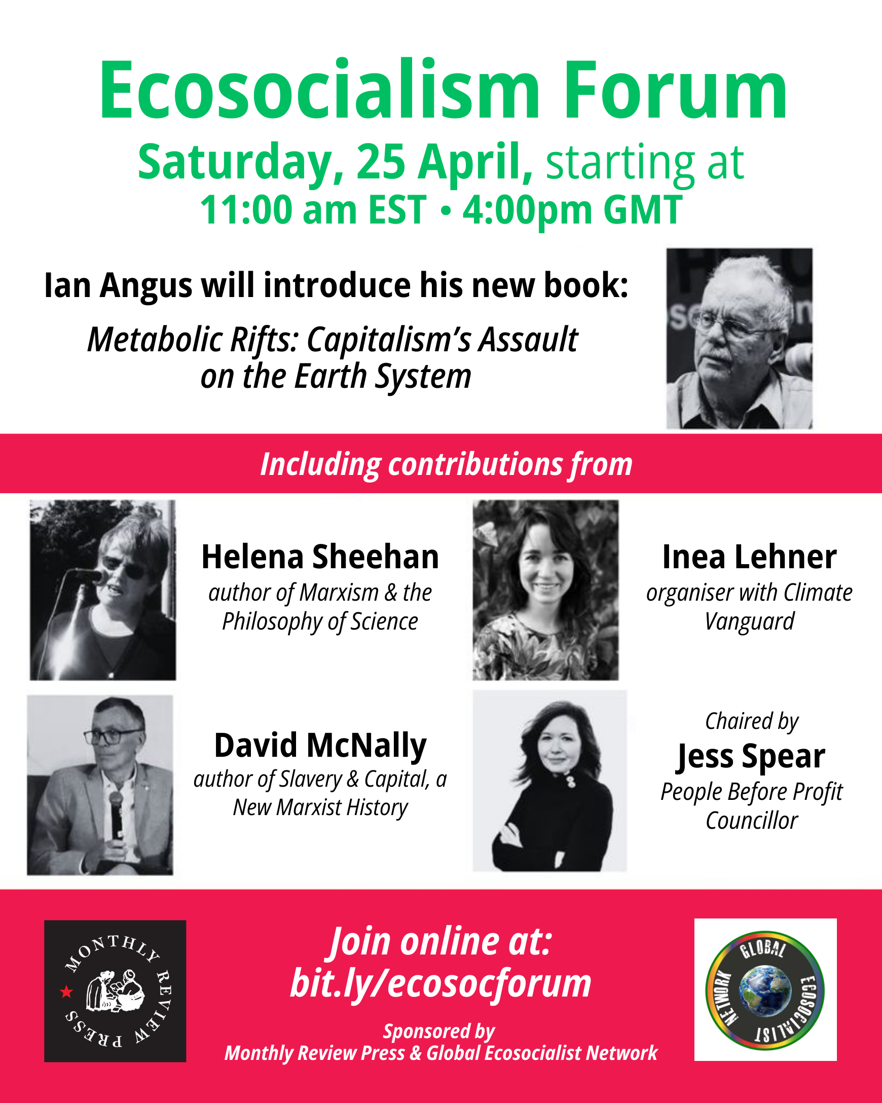25 avril : Forum sur l'&eacute;cosocialisme qui accueillera Ian Angus, auteur de &laquo; Metabolic Rifts &raquo; (disponible maintenant !)